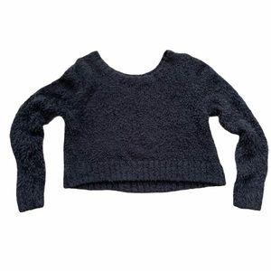 Fuzzy Cropped Black Sweater